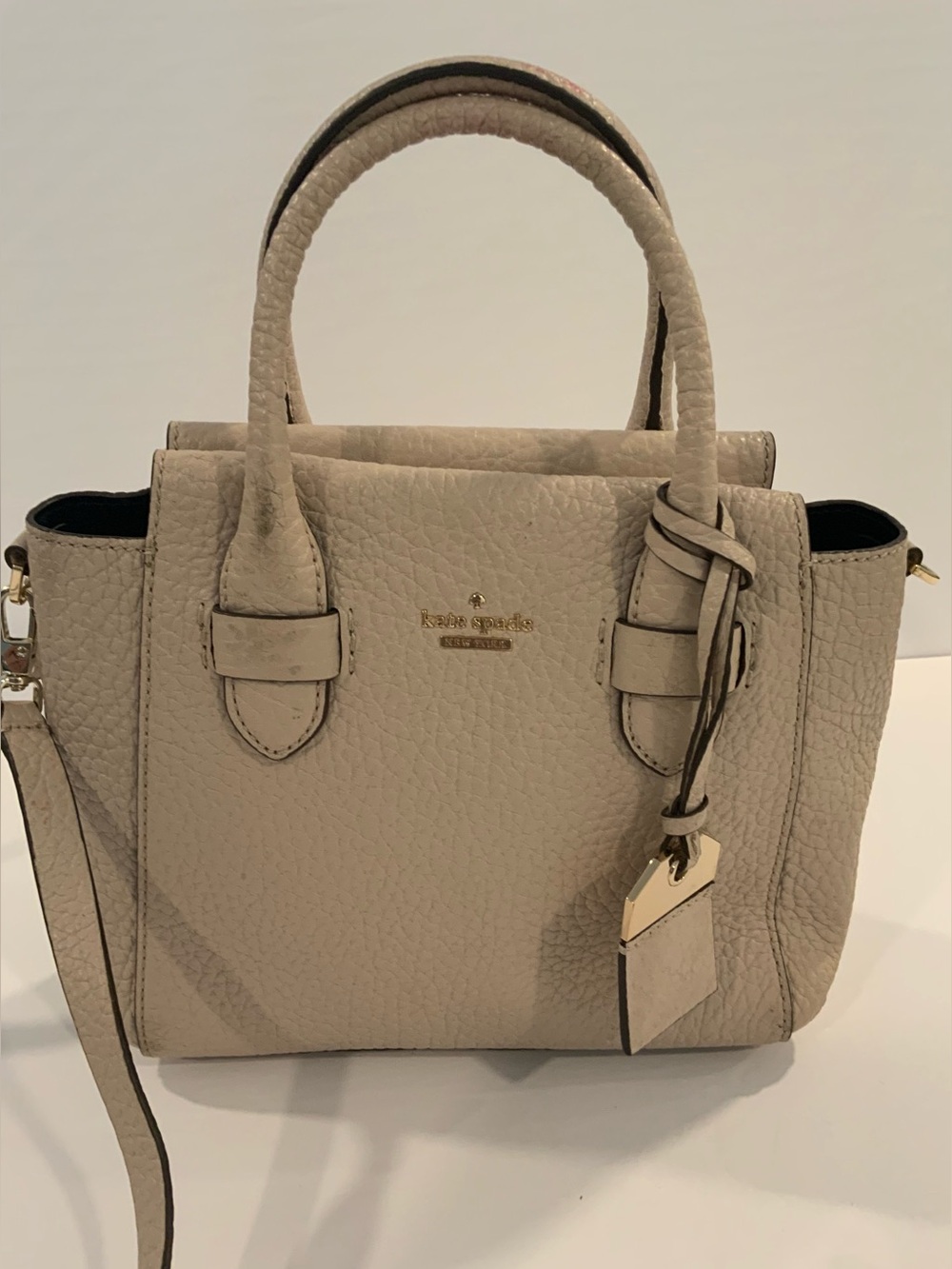 Kate spade Small Pebbled Leather Satchel — Light Beige